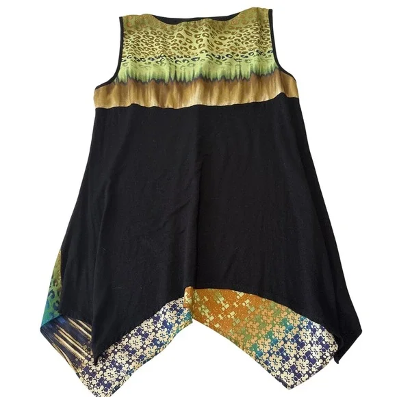 Allison Taylor Womens Large High-Low BoHo Sleeveless Sharkbite Hem Tunic Top - Picture 5 of 7